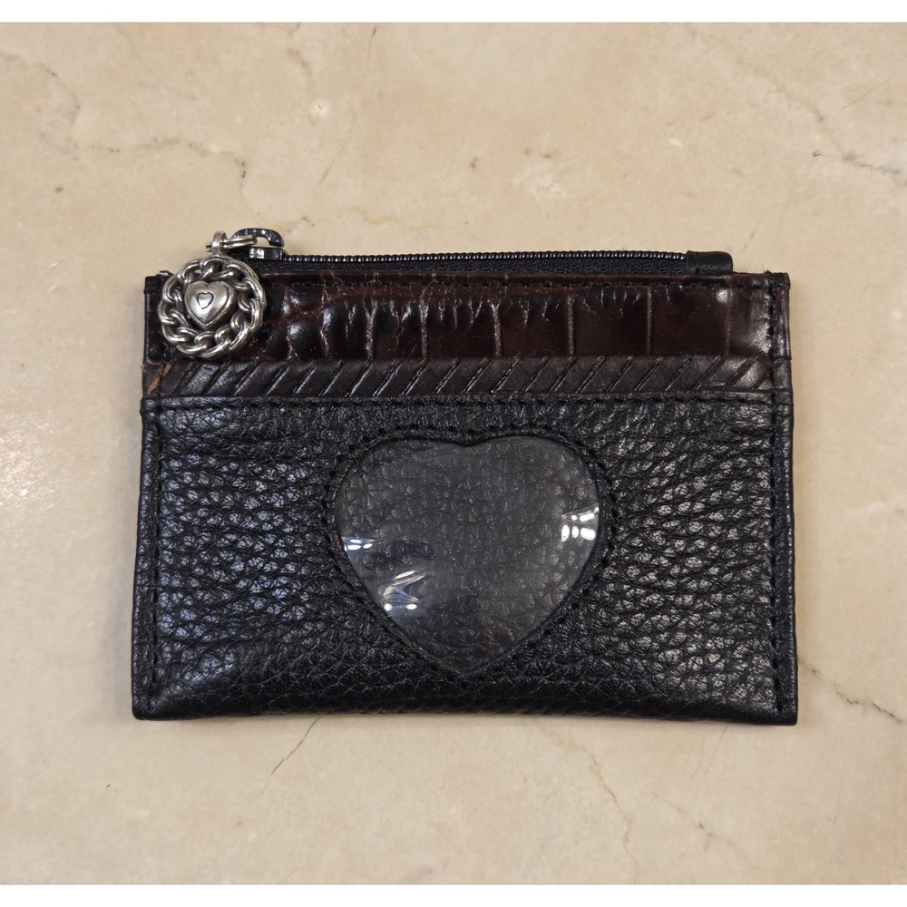Brighton Leather Pebbled Croc Wallet / Coin Purse Heart ID Window NWOT